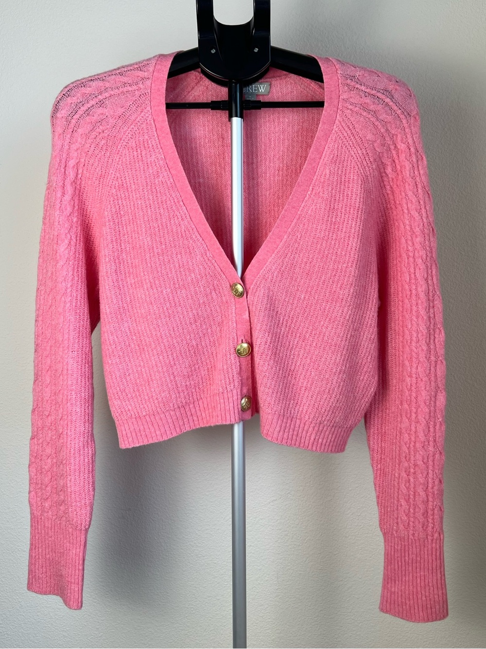 J.Crew Pink Cropped Cardigan Preppy Wool Alpaca Old Money Academia Preppy Barbie